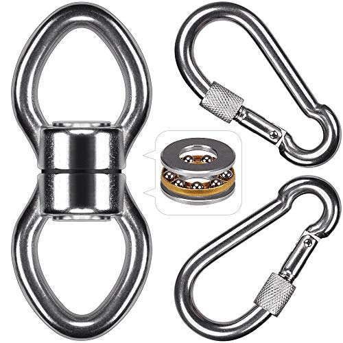 SELEWARE Permanent Antirust Stainless Steel Bearing Swing Swivel, Up to 544kg 360° Rotational Device Hanging Accessory for Web Tree Swing, Hammoc