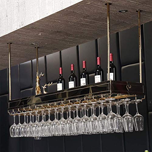 SUCHETA Wine Rack European Wine Glass Rack Adjustable Hanging Wine Bottle Holder Double Storage Stainless Steel Wine Holder Stemware Holder With