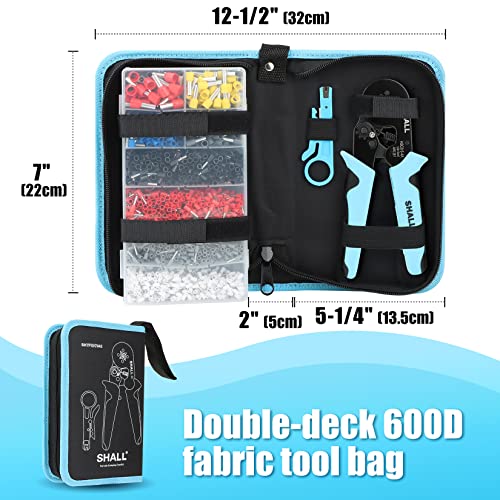 SHALL Crimper Plier Set, AWG 28-7 (0.08-10mm²) electrical wire connectors, Crimping Plier with 1800 Terminal Crimp Connectors,with tool bag