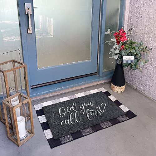 JJUUYOU Welcome Mats for Front Door Did You Call First Rugs Outdoor Black Doormat with Non Slip Rubber Rugs Decor for Home Farmhouse Balcony Pati