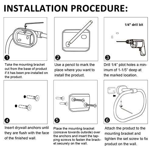 HouseAid Oval Towel Holder for Bathroom, Stainless Steel Towel Ring, Modern Bathroom Hand Towel Rack, Wall Mounted, Matte Black