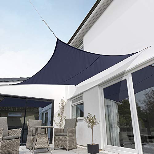 Kookaburra Waterproof Garden Sun Shade Sail Canopy in Blue 98% UV Block (3.6m Square)