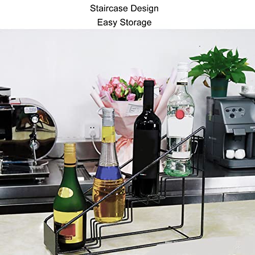 Syrup Bottle Holder, Wire Bottle Holder 4 Compartments Syrup Bottle Holder Coffee Spice Rack Shelf Kitchen