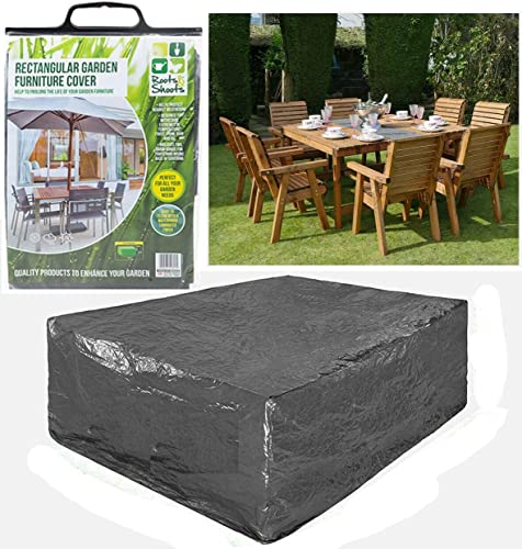 Cathys Candy Cart Strong Durable Heavy Duty Rectangular Garden Outdoor Furniture Cover. 170cm x 120cm x 99cm. Suitable for 6 - 8 seater., Grey