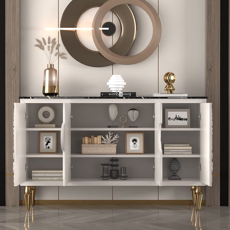 LUKEO Cabinet Minimalist Villa Decoration Locker Solid Wood Wine Cabinet Nordic Marble Side Cabinet