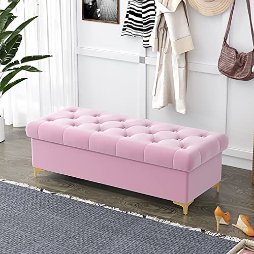 Luxurious Ottoman Bench with Storage,Modern Storage Chest Storage Ottoman Bench for Bedroom Living Room,Velvet Upholstered Storage Bench End of B