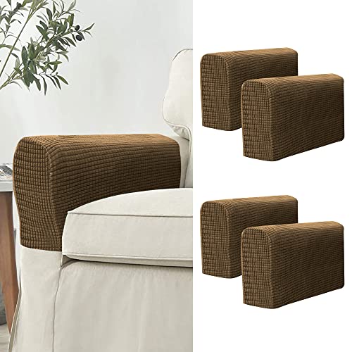 Kaket 2 PCS Sofa Armrest Covers, Chair Arm Protectors Stretch, Sofa Armchair Couch for Sofa, Armchair, Couches, Recliner (Light Grey)