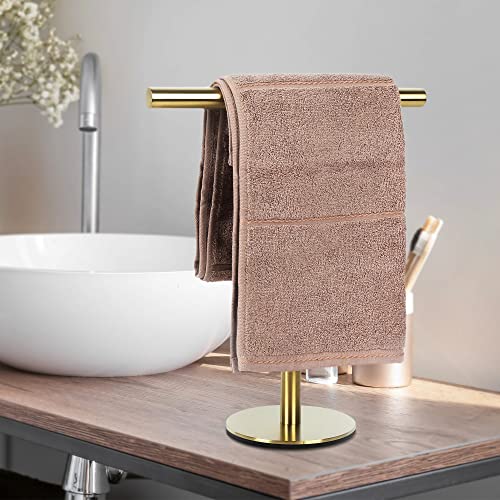 Bath Hand Towel Holder Standing, T-Shape Towel Bar Rack Stand, SUS304 Stainless Steel Brushed Finish,Tower Bar for Bathroom Kitchen Vanity Counte