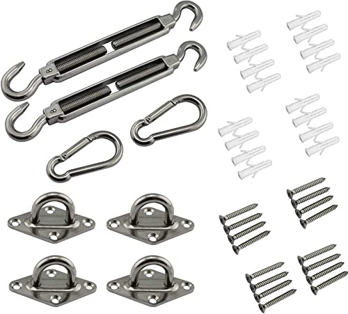 REQO Shade Sail Hardware Kit,304 Stainless Steel Sun Shade Sail Mounting Hardware Kit for Triangle Rectangle Sun Shade Sail Installation,Anti-Rus