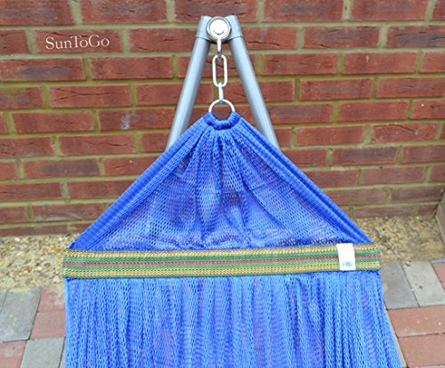 HIGH-GRADE Foldable HAMMOCK - Blue hammock with Folding Steel Stand - Outdoor INDOOR Portable Travel Swing Chair Bed - Max Capacity 180KG
