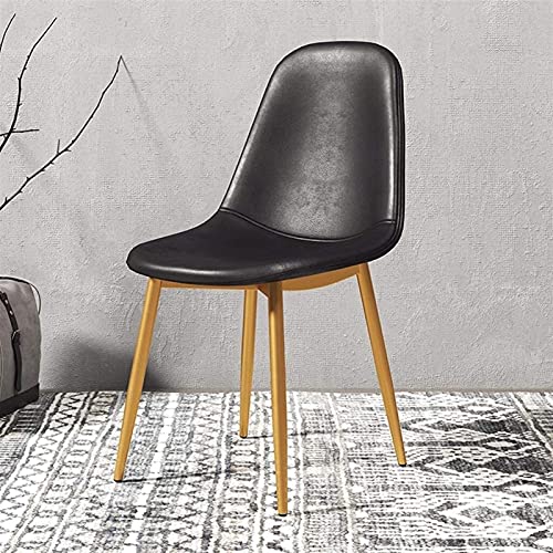 dining chair Retro Lounge Kitchen Chairs Set Of 6 Metal Legs PU Leather Seat for Office Lounge Bars Living Rooms Leisure Areas Cafes (Color : Bla