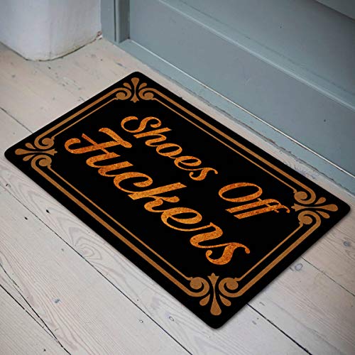 Muikoo Front Door Mat Welcome Mat Shoes Off ers Washable Rubber Non Slip Backing Funny Doormat Indoor Outdoor Rug 23.6"(W) X 15.7"(L)