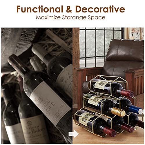 FOMANSH Countertop Wine Rack - 6 Bottle Holder for Wine Storage, Freestanding Wine Rack for Wine Cellar Bar Cabinet, Metal Tabletop Wine Holder w