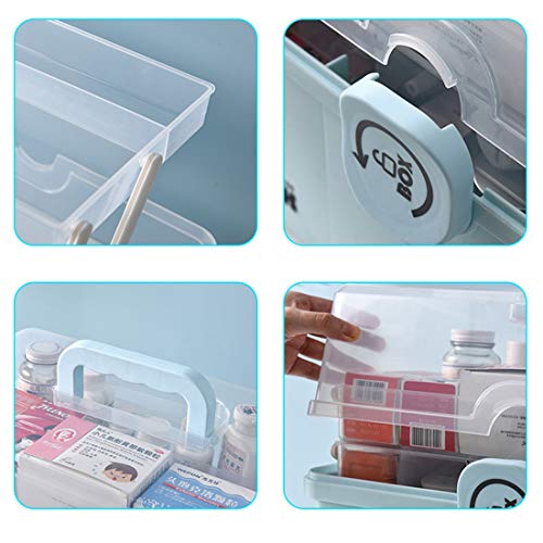 Dittzz 3 Tiers Medicine Box First Aid Box Portable Medicine Chest Folding Storage Organizer Box,34 x 19 x 22.5cm
