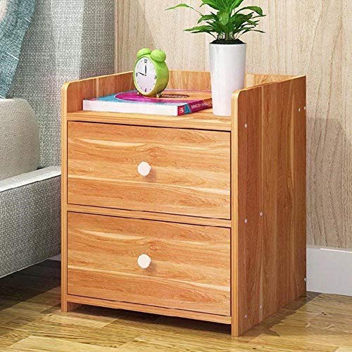 JYDQM Double Drawer Design Bedroom Bedside Table, Simple Bedside Table Bedroom Wooden Locker