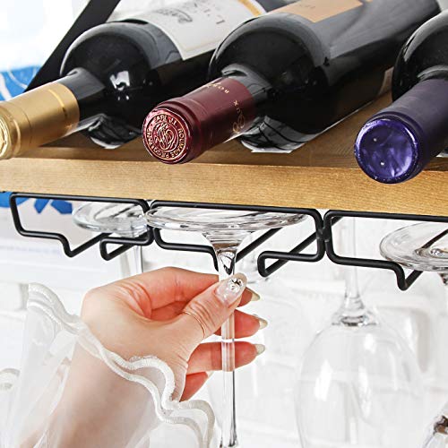 J JACKCUBE DESIGN JackCubeDesign Wall Mount Wine Rack with Glass Holder (Wood) : MK478A