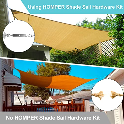 HOMPER Awning Attachment Set, Heavy Duty Sun Shade Sail Stainless Steel Hardware Kit for Garden Triangle and Square, Rectangle, Sun Shade Sail Fi