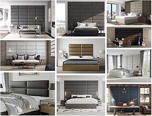 VANT Upholstered Accent Wall Panels - Packs of 4 - Easy to Install - Twin-King Size Headboard (76cm Wide, Metallic Silver)