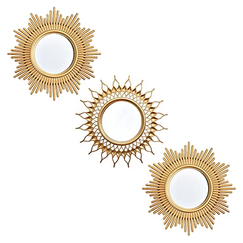 Small Wall Mirrors Decorative Set of 3 | Black and Gold Round Mirrors for Wall Decor Bedroom Living Room | Circle Mirror Wall Decor | Decorative