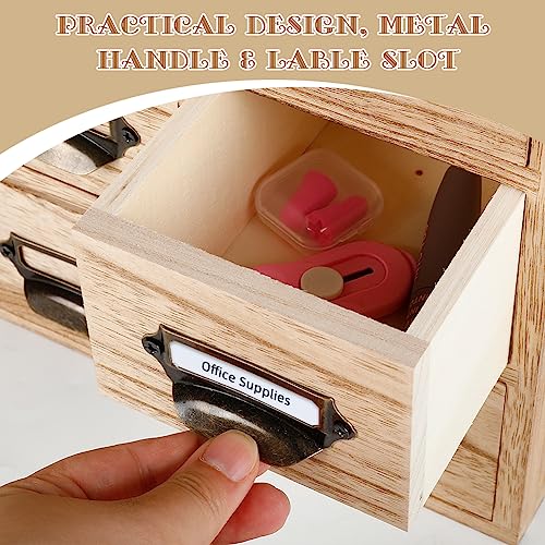 Large Library Card Catalog Cabinet: 9 Drawers Apothecary Cabinet with Metal Handles & Label Slot - Countertop Chest Drawers for Library Card Cata