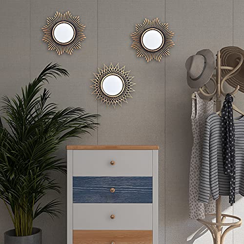 Small Wall Mirrors Decorative Set of 3 | Black and Gold Round Mirrors for Wall Decor Bedroom Living Room | Circle Mirror Wall Decor | Decorative