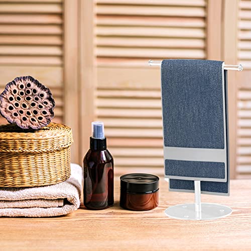 MISNODE Towel Rack T-Shape Hand Towel Holder Stand, Acrylic Clear Towel Bar Rack Stand Headband Holder, Bathroom Towel Rack Kitchen Towel Rack Ha
