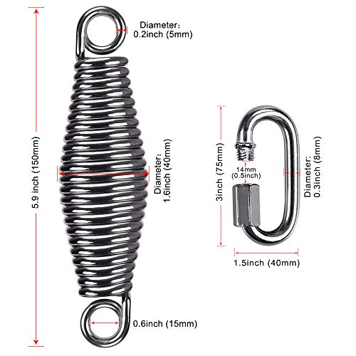 SELEWARE Punching Bag Hanging Kit, 350LB Capacity Stainless Steel Spring with 2 Metal Snap Hooks, Standing Punching Bag Swings Hammocks Hanging C