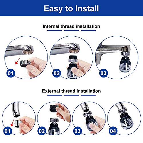 KBNIAN 2 Pcs Kitchen Tap Spray Head,Universal Adjustable 360 Degree Kitchen Tap Aerator Faucet Tap Aerator 2 Modes (Shower and Jet) Faucet Spraye