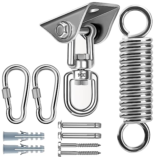 Heavy Duty Swing Hangers Hooks, 360° Swivel Heavy Duty Spring Hanging Kit, SUS304 Stainless Steel Hammock Hooks Swing Hook for Ceiling Concrete W