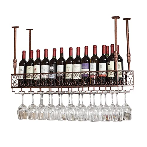 EYLINK Ceiling Wine Rack, Vintage Wine Bottle Rack, Wall Mounted Display Wine Rack Floating Shelf, Adjustable Height (Size : 100CM)