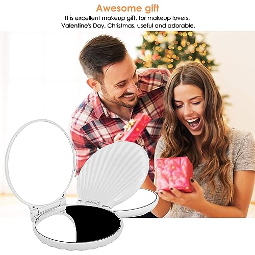 Folding Travel Mirror Lighted Makeup Mirror (White)