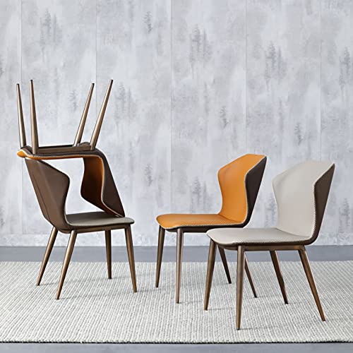 Kitchen Dining Room Furniture Chairs Dining Chairs Set Of 2 Modern Microfiber Leather Living Room Chairs Side Chair with Faux Antique Copper Feet