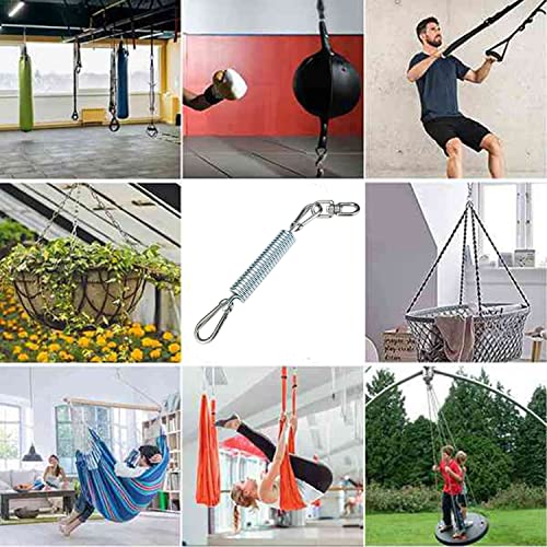 Eidoct Porch Swing Spring with Safety Steel Wire, 650 LB Capacity Stainless Steel Heavy Duty Hammock Chair Hanging Kit Include Spring, Carabiners