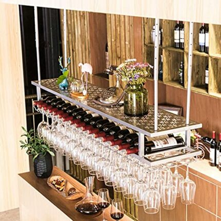 EYLINK Wine Racks,Wine Glass Rack Cabinet Holder - Wall Bottle Glass Shelf Ceiling, Wine Cabinet Barniture, Wine Storage Display Décor