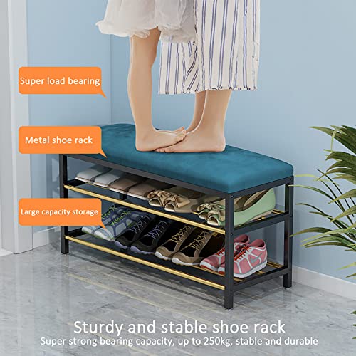 shoe storage bench ottoman Storage Benches Entryway Shoe Bench With storage,2 Tier Metal Shoe Rack With Faux Leather Seat,Upholstered Shoe storag