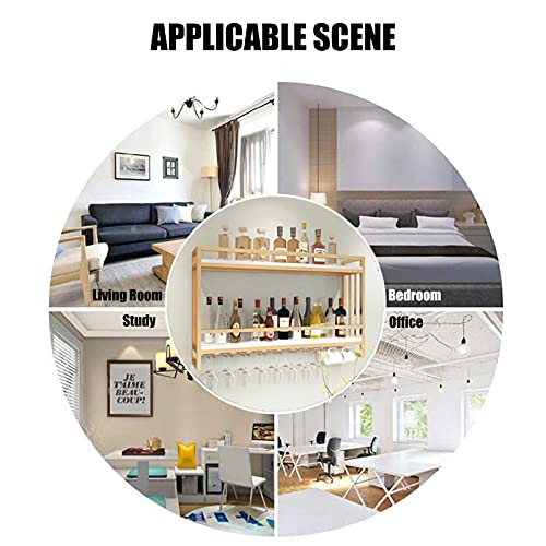 KEppd Wine Rack Wall Mounted - Wall-Mounted Wine Rack | Iron + Solid Wood | Retro Country Style | Kitchen, Restaurant, Bar, Wine Cellar, Storage