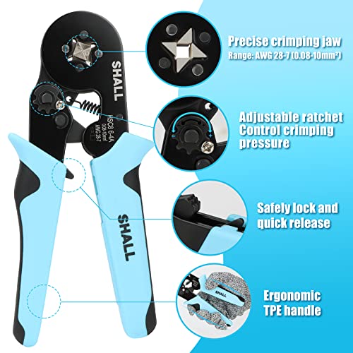 SHALL Crimper Plier Set, AWG 28-7 (0.08-10mm²) electrical wire connectors, Crimping Plier with 1800 Terminal Crimp Connectors,with tool bag
