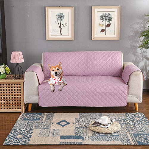 PETCUTE Sofa cover waterproof sofa slipcovers Anti Slip armchair covers Quilted Couch Slipcover Sofa Protector for dog pets Pink 2 Seater