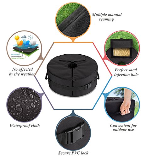 LYXIHAP 18" Round Detachable Umbrella Base Weight Bag, Umbrella Weights with Large Openning and 2 Handle for Patio Beach Outdoor Cantilever or Fl