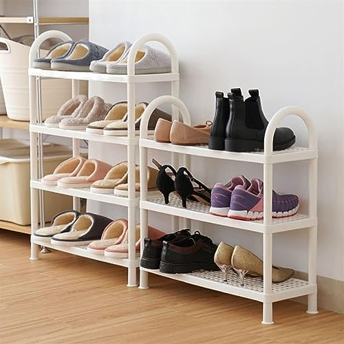 KRHINO Shoe Rack White 3-layer Shoe Rack, Large-capacity Shoe Cabinet Arch Design, Plastic Storage Shoe Shelf For Entryway (Size : 4 layers)