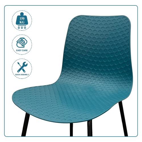 U2PICK Dining Chair Dining Chairs Set of 4 Teal Contemporary Lounge Dining Home Office Plastic Seat Armless Chairs with Metal Legs, 45.5 x 53.5 x