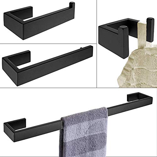 HIGOH Towel Rack Towel Holder 4Pc Bathroom Accessories Set Towel Bar,Towel,Coat Hook,Stainless Steel Matte Finish Towel Bar Bathroom Hardware