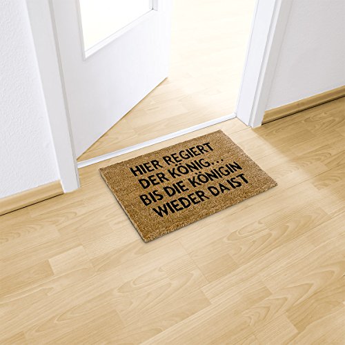 Relaxdays Natural Coconut Fibre Coir Doormat QUEEN German Welcome Mat w/ Anti-Slip Rubber PVC Underside, Brown