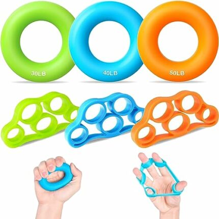 Grip Strengthener, 6 Pcs Hand Grips Strengthener Finger Strengthener, Silicone Hand Strengthener Grip Trainer Forearm Strengthener for Stress Rel