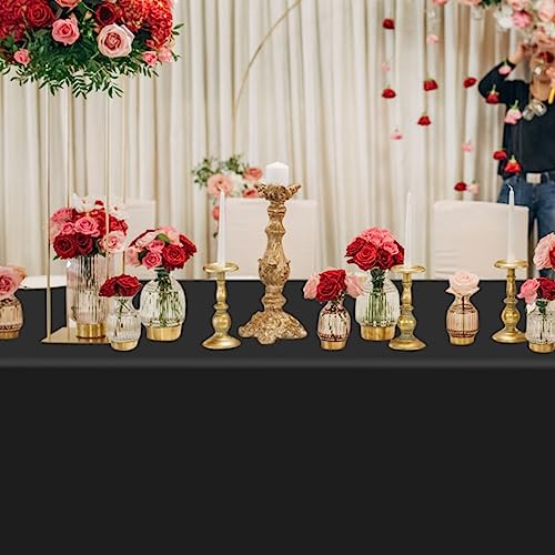 HXMJIED Black Tablecloth Plastic Table Cover (1 Pack) 137 x 274 cm Wipeable Rectangle Table coths for Indoor or Outdoor, Wedding, Birthday Party