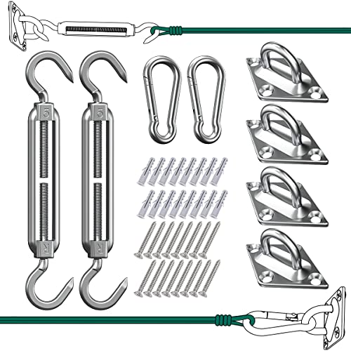 EVERSEE Sun Shade Sail Fixing Kit - Sail Shade Hardware Kit 304 Stainless Steel, Sun Shade Sail Hardware Kit for Garden Rectangle/Square, Heavy D
