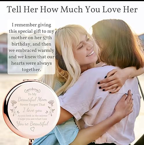 Compact Mirror for Her Inspirational Gifts for Women Friends Engraved Makeup Mirror for Her (Rose Gold)