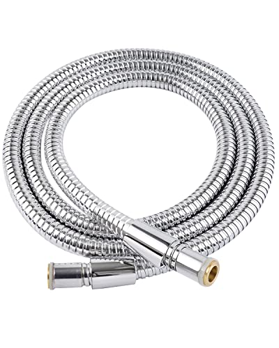 Hibbent 16mm (Outer)/10mm(Inner) Large Bore Shower Hose 1.5m(59") -Supper Low Water Pressure Boosting Shower Hoses with Chrome, Universal Anti-Ki