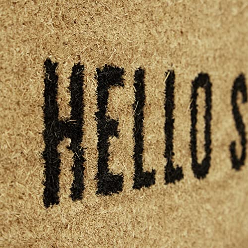 Relaxdays Narrow Coir Doormat "Hello Sunshine" Floor Mat made of PVC Rubber & Coir, Suitable for Balcony Patio Hallway, Welcome Mat for Indoors a