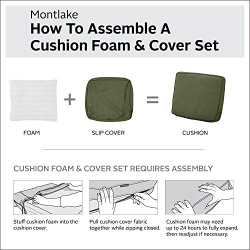 Classic Accessories Montlake Water-Resistant 21 x 22 x 4 Inch Patio Lounge Back Cushion, Heather Fern Green, Outdoor Loveseat Cushions